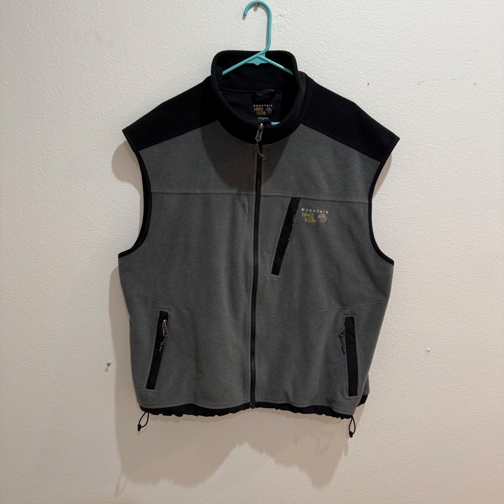 Mountain Hardwear Windstopper Fleece Vest Mens XXL Grey Black OM1623 Full Zip